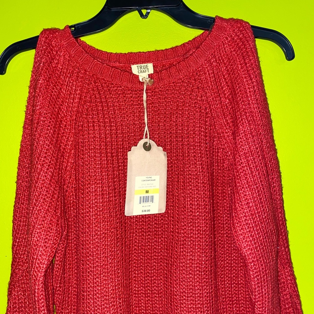 True Craft Cold Shoulder Rust Sweater New with Tag